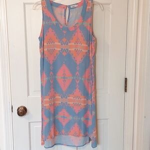 Faherty pastel Aztec Silk Midi Dress, size S